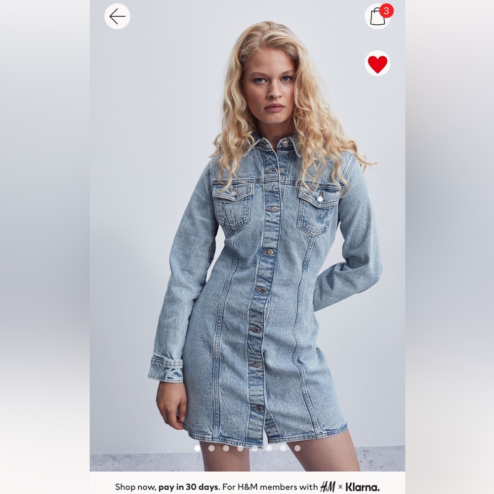 H&M Fitted Denim Dress size Large, Never Worn